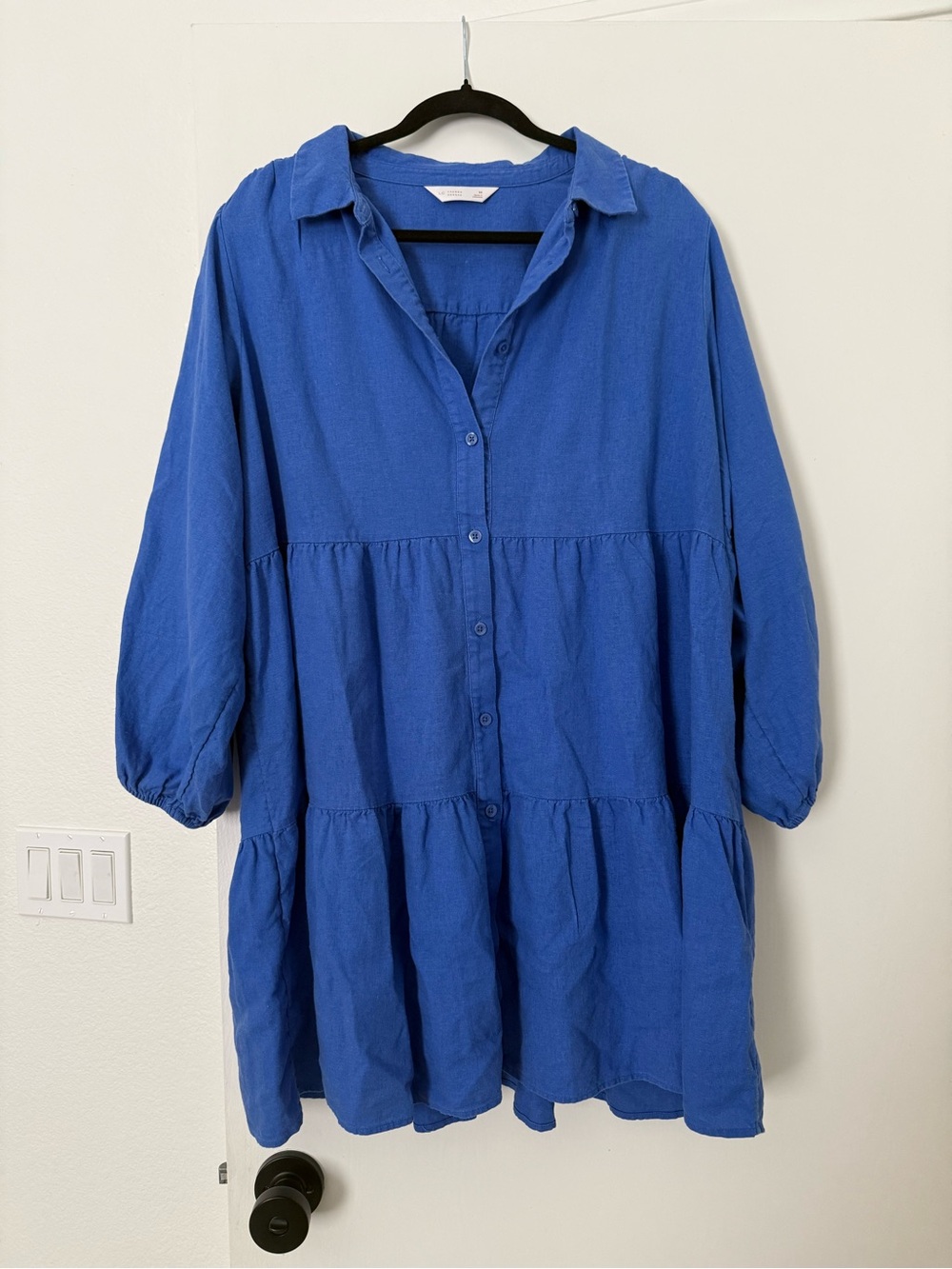 LC Lauren Conrad Cobalt Blue Tiered Button-Front Mini Dress